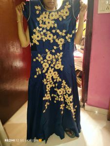Elegant Blue Embroidered Gown