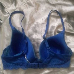 Blue Lace Trim Push-Up Bra