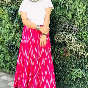 Boho Pink Ikat Tiered Zudio Skirt
