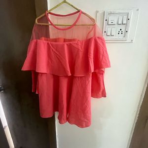 Chic Coral Ruffle Dress