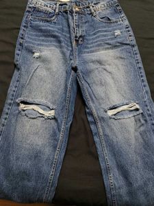 Trendy Ripped Blue Denim Jeans