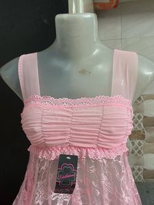 Elegant Pink Lace Babydoll