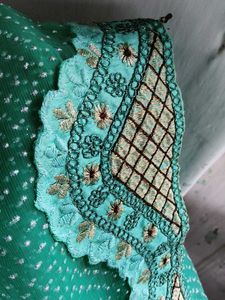 Green net saree with  Blouse