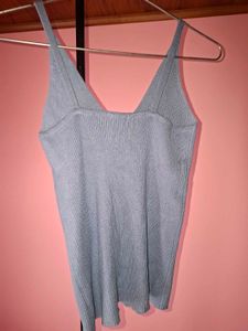 Cute Blue Ribbed Camisole Top