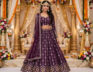 Elegant Black Floral Embroidered Lehenga