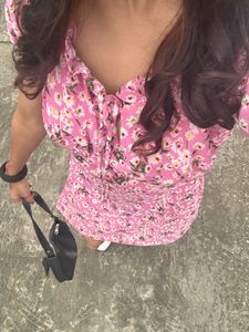 Chic Pink Floral Print Mini Dress