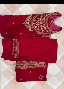 pure Vibrant Pink Velvet Kurta with Embellishments
