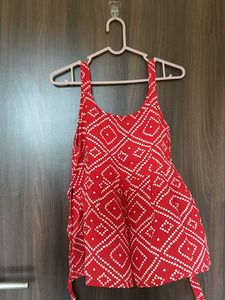 Red Bandhani Print Kurta