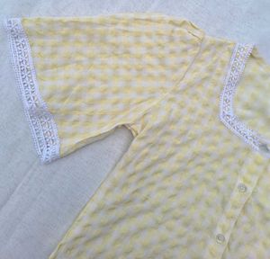 Combo  Korean Vintage Gingham Square Neck Blouse+F