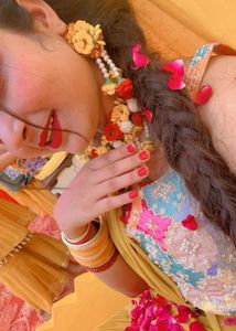 • Haldi Special Draped Lehenga