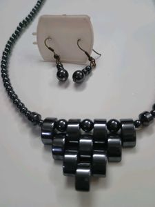 Hematite Mercury Necklace and Earring Set