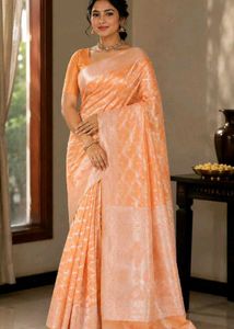 Elegant Orange Silk Saree