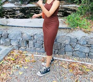 Chic Brown Sleeveless Bodycon Dress