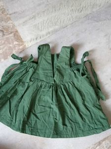 Green Girls Top with Floral Embroidery