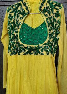 Elegant Yellow &amp; Green Anarkali