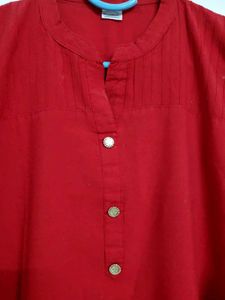 Elegant Red Kurti with 3/4 Sleeves