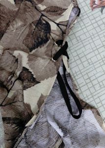Leaf Print Cold Shoulder Top