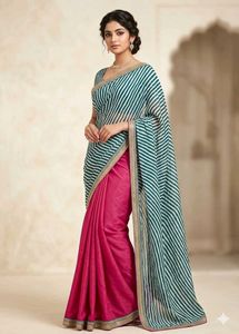 Striped Saree with Embellished Border