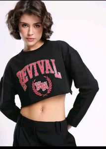 Black Cropped "Revival" Sweatshirt
