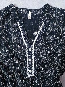 Black Printed short kurti