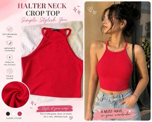 Red Halter Neck Crop Top