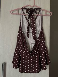 Brown Polka Dot Halter Top