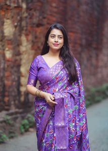Beautiful Purple Floral Saree