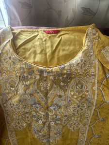 W brand Yellow Embellished Kurta