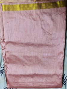 Elegant Pink Saree with Gold Border