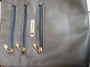 Premium Gray Leather Crossbody Bag