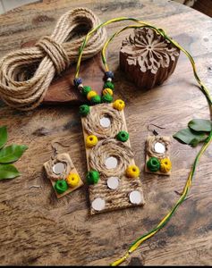 Boho Jute Necklace & Earring Set