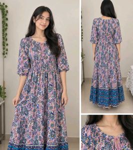 Pink Blue Paisley Maxi Dress | Full Length |