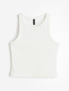 Ribbed White Tank Top(S)