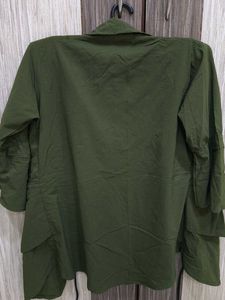 Olive Green Open Front Jacket