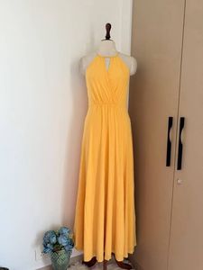Ann Taylor Yellow halter Maxi Dress formal Gown