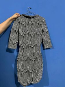 Monochrome Geometric Print Dress