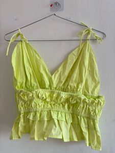 Neon Yellow Tie Strap Crop Top