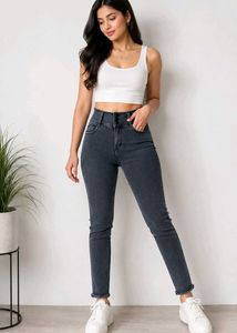 High-Waist Button-Up Jeans