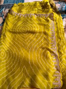 Vibrant Yellow Embellished Saree