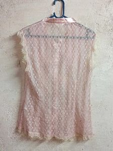 Chic Lace Blouse with Ruffles Sheer Shirt