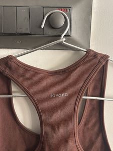 Brown Ribbed Tank Top