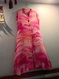 Vibrant Pink & Orange Abstract Print Kurta