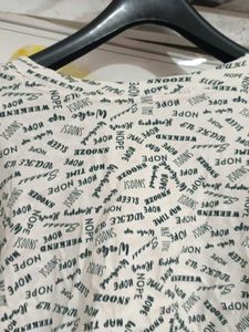 White Text Print Crop Top