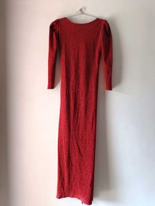 Elegant sparkling Red Maxi Dress with High Slit