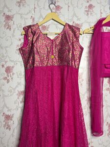 Elegant Fuchsia Brocade Kurta Set