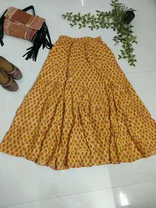 Yellow Printed Ethnic Skirt 💐🌸😚