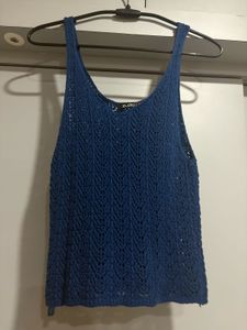 Blue Knitted Tank Top