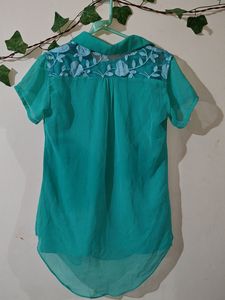 Women Sea Green Top With Sleeve