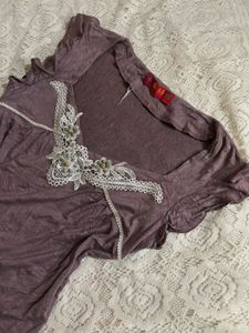 Purple Embroidered