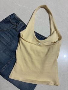 Y2k Butter Yellow ZARA Halter Neck Top